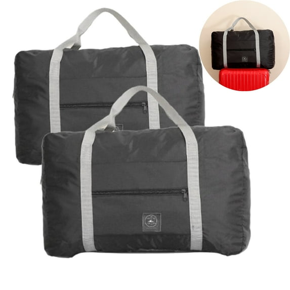 Djiypn 2Pack Travel Duffel Bag Foldable Weekender Overnight Bag for Men Women Lightweight Carry on Tote Bag For Spirit Airlines, Black