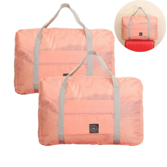 Djiypn 2Pack Travel Duffel Bag Foldable Weekender Overnight Bag for Men Women Lightweight Carry on Tote Bag For Spirit Airlines, Pink