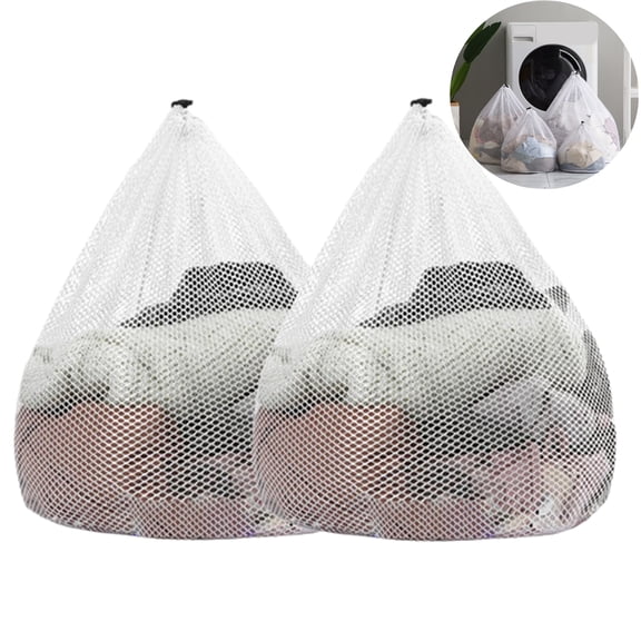 Djiypn 2Pcs Mesh Laundry Bags Washing Machine Mesh Wash Bags Jumbo for Delicates Clothes,Bed Linen,Toys with Drawstring Closure Sturdy