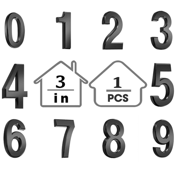 Djiypn 3 Inch Mailbox Numbers 1, Plastic Door Address Number Stickers for House/Apartment/Floor, Black. (1, Black)