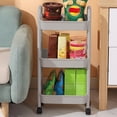 thumbnail image 1 of Djiypn 3 Tier Rolling Cart Organizer, Plastic Rolling Cart with Wheels & Handle, Lightweight Utility Cart Storage Cart for Kitchen, Bathroom, Craft Room, Gray, 1 of 7