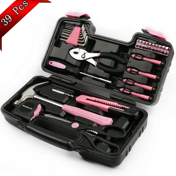 Djiypn 39-piece Home Tool Kit, Household Hand Repair Tool Set for Men, Portable Tool box Set with Tools (Screwdriver, Wrench, Plier, Socket, Harmer, Knife, etc.) for Home and Car
