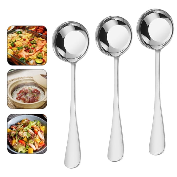 Djiypn 3Pcs Dinner Spoons Set, Stainless Steel Large Tablespoons, Metal Cutlery Spoon, Soup Spoon, Spoons Silverware for Home, Kitchen, Restaurant, Dishwasher Safe 7.36Inch, Silver