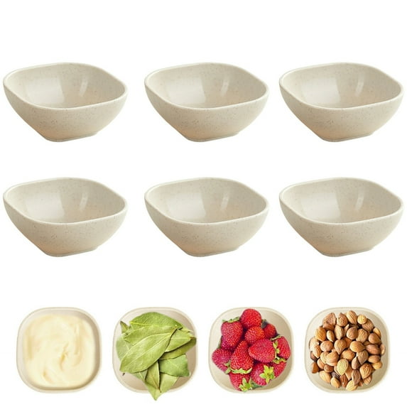 Djiypn 4 Inches Square Seasoning Plates 6 Boxed Wheats Straw Plates Sauces Plates