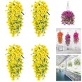 thumbnail image 1 of Djiypn 4 Pack Artificial Hanging Flowers, Fake Flowers Hanging Plant Morning Glory Flower, Artificial Faux Silk Spring Flower for Wall Front Door Yard Garden Wedding Outdoor Decoration(Yellow), 1 of 9