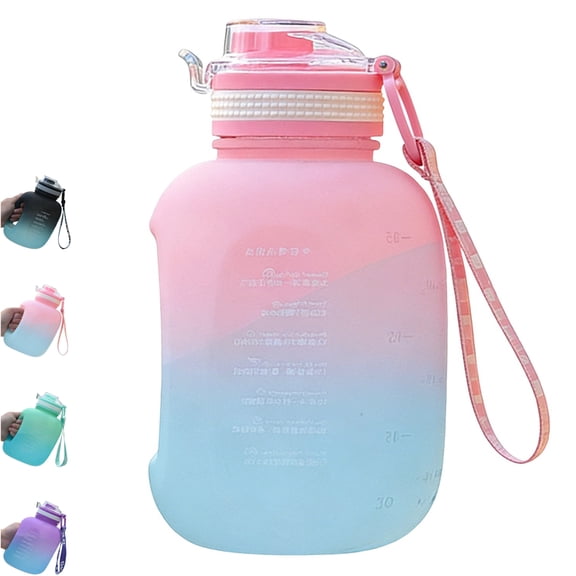 Djiypn 40oz Plastic Water Bottle with Motivational Time Marker | Large Reusable Jug with Handle and Leak Proof Lid for Daily Use, Gym and Outdoors, Gift Ready, Pink