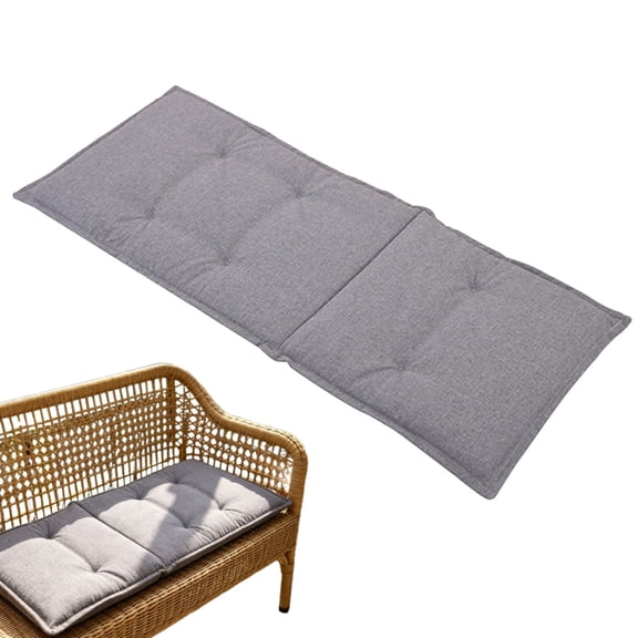 Djiypn 47.25 inch Indoor/Outdoor Bench Cushion, Cotton Linen Swing Cushion, Foldable Loveseat Thick Outdoor Garden Bench Seat Cushion Backrest Waterproof Bench Pad (47.25 X 19 in, Gray)