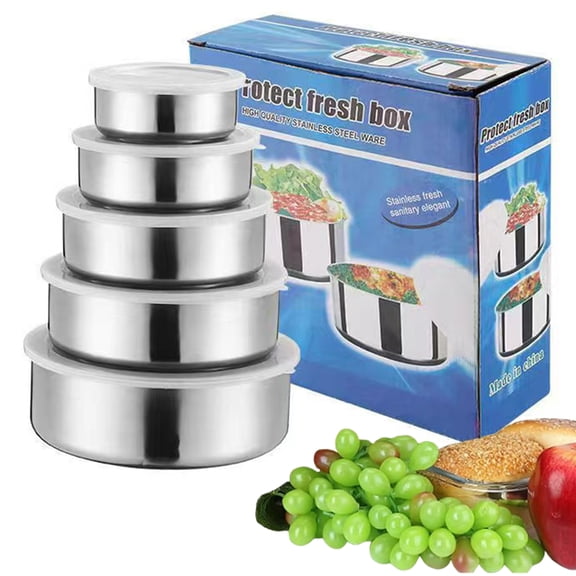 Djiypn 5 Pcs Stainless Steel Mixing Bowl Set with Clear Lids - Versatile Food Storage Containers for Meal Prep, Serving, and Leftovers - Ideal for Home Cooks and Food Enthusiasts