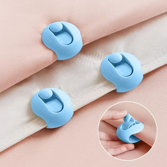 Djiypn 6 Pieces Padded Comforter Clips White Duvet Clips Padded Blanket Fasteners to Secure Bedding for Preventing Comforters From Shifting Inside Duvet Cover Sweet Sleeping(Blue)
