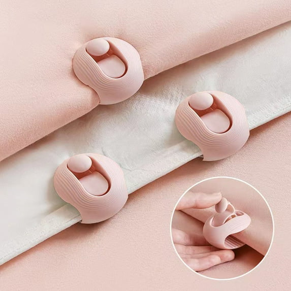Djiypn 6 Pieces Padded Comforter Clips White Duvet Clips Padded Blanket Fasteners to Secure Bedding for Preventing Comforters From Shifting Inside Duvet Cover Sweet Sleeping(Pink)