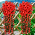 thumbnail image 1 of Djiypn Artificial Fake Hanging Plants Flowers for Outdoor Outside Decoration, 2PCS Faux Silk Glory Long Vines Look Real for Home Porch Patio Planter, Red, 1 of 7