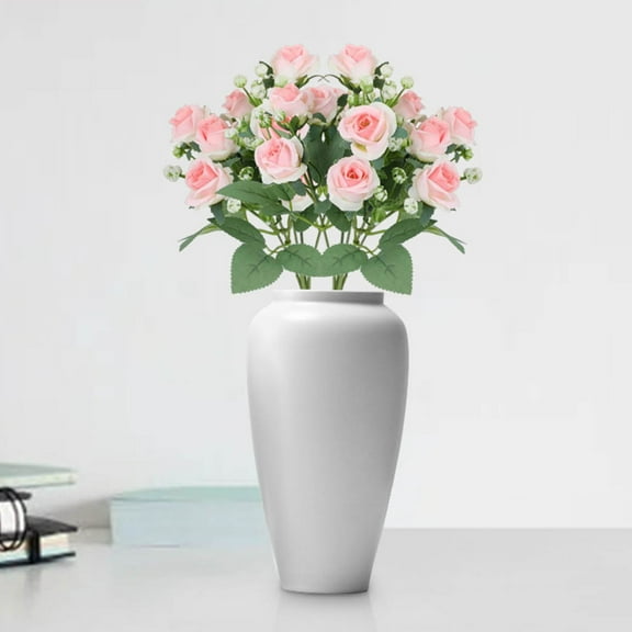 Djiypn Artificial Flowers,2 Packs of Artificial Roses, 6 Branch 16 Heads Artificial Flowers Bouquet Mini Rose Wedding Home Office Decor, Plastic Flowers,Plants for Hotel Christmas Tables Decorations