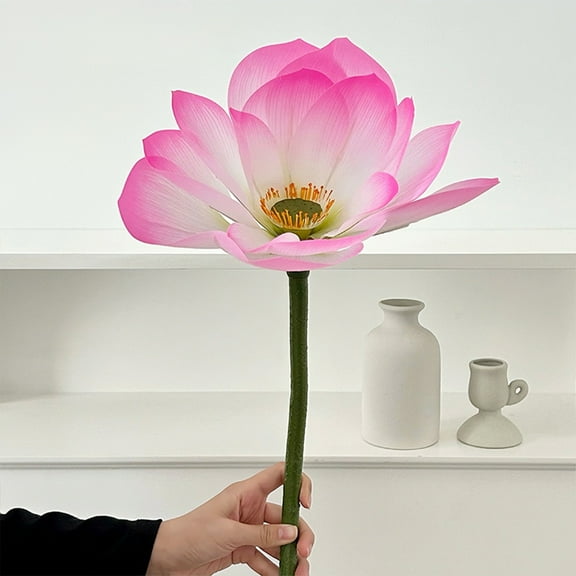 Djiypn Artificial Water Lily Flower Bouquet Silk Fake&nbsp;Lotusly&nbsp;Plant Bunch Lotus for Hotel Shop Office Cabinet Fish Tank Decoration (#A)