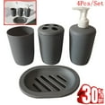 thumbnail image 1 of Djiypn Bathroom Accessories Set, 4 Pcs Plastic Bathroom Accessory Set, Soap Dispenser, Toothbrush Holder, Cup,Soap Dish, Bathroom Sink Set for Modern Home Décor, 1 of 6