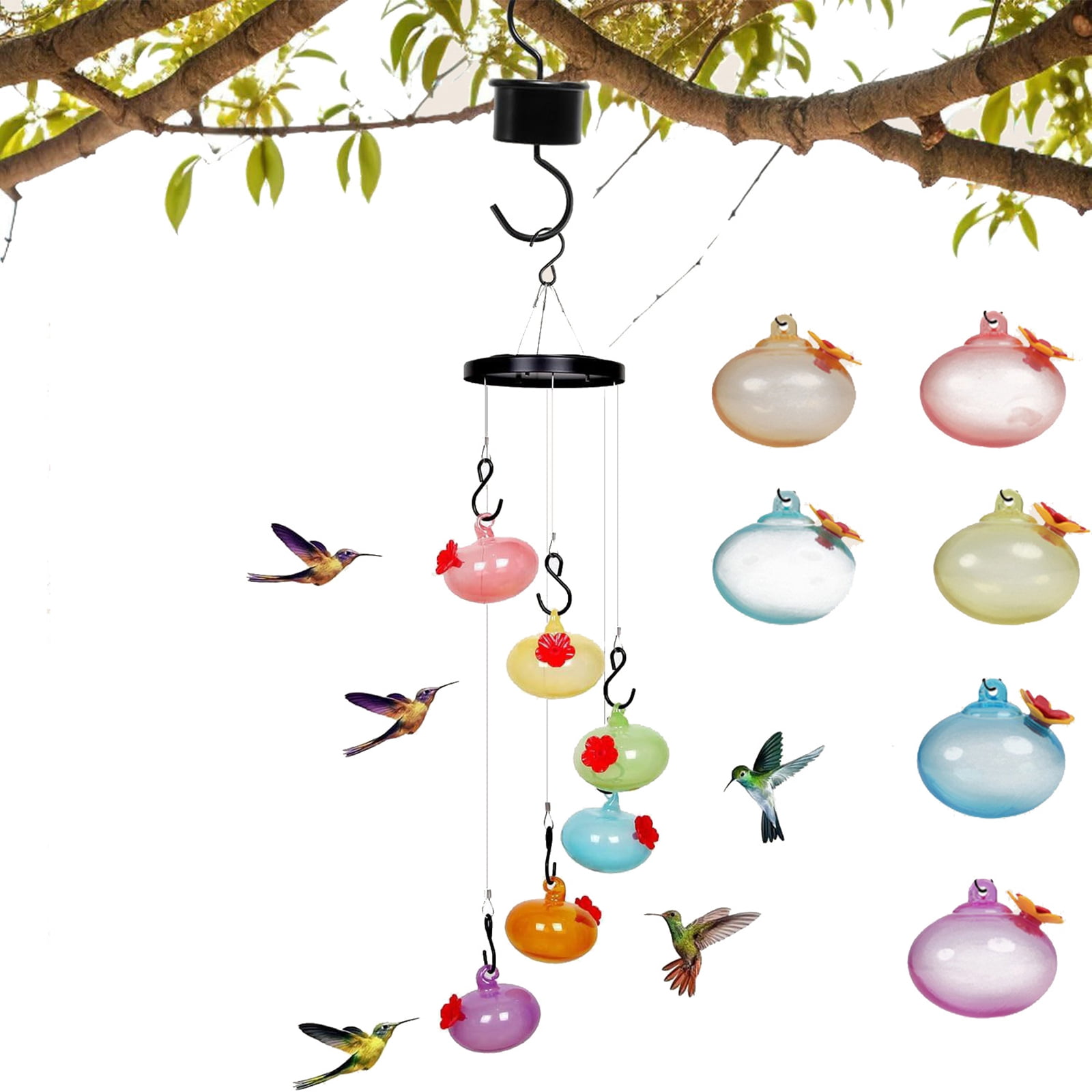 Djiypn Beautiful Wind Chimes Hummingbird Feeders for Garden & Patio Decoration - Versatile Outdoor Bird Feeder to Attract Birds - Perfect Gift for Nature Lovers & Gardening Enthusiasts