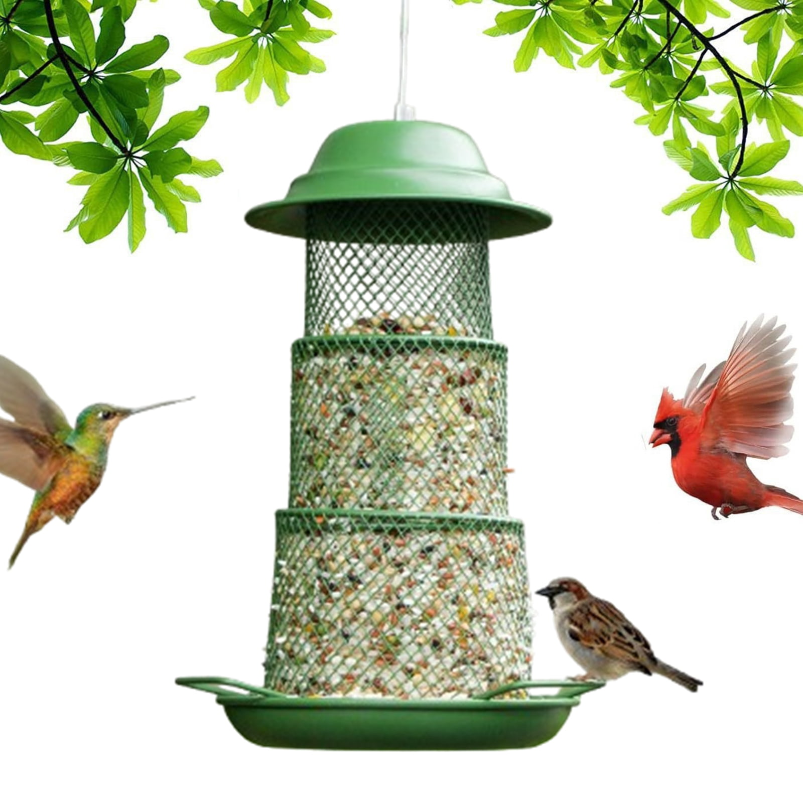 Djiypn Bird Feeders for Outdoors Squirrel Proof - Collapsible Plastic/Iron Hanging Feeder, Easy to Fill for Garden Yard Patio, Ideal for Bird Lovers & Outdoor Enthusiasts