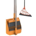 thumbnail image 1 of Djiypn Broom and Dustpan Set, Silicone Broom,Long Handle Broom with Standing Dustpan, Squeegee - Broom for Indoor Cleaning, 3-IN1 for Indoor Outdoor,Smooth Floors, Rugs (Orange), 1 of 7