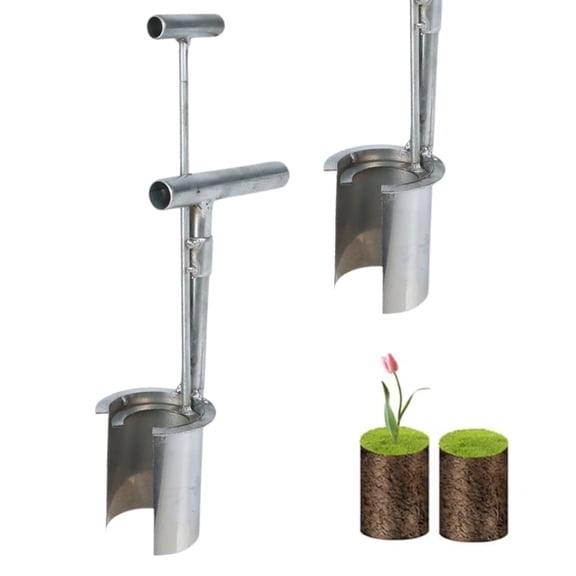 Djiypn Bulb Planter Tool Long Handle Bulb Planting Tool with Serrated Base Proplugger Garden Hole Digger for Plants Flower Seedling Transplanter Bulb Planters for Iris, Daffodils,Tulip Planter