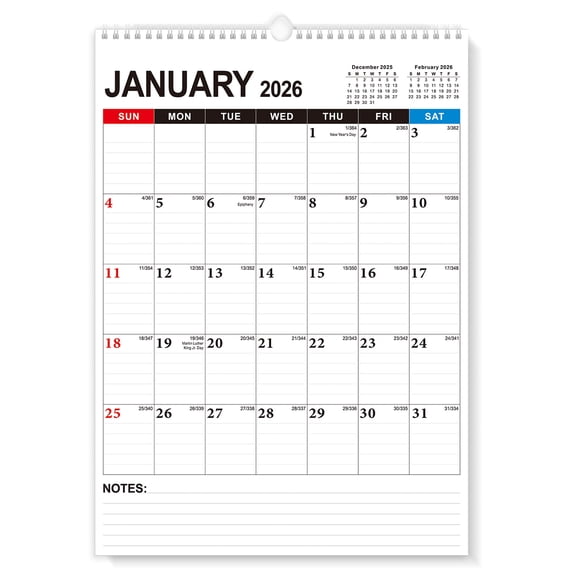 Djiypn Calendar 2026-2026 with 18 Months and Hanging Hook for Wall Planning - Large Writing Blocks for Home Office by Professionals