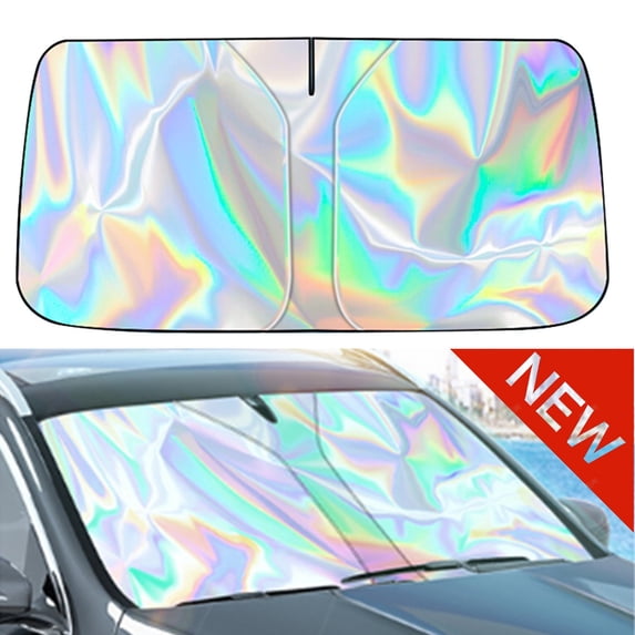 Djiypn Car Windshield Sun Shade - Foldable Car Sun Shade Windshield for Front Window, Reflector Sunshade Universal Fits Cars, SUVs (55.2 x 27.5 in)
