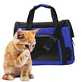 thumbnail image 1 of Djiypn Cat Carrier, Soft-Sided Pet Travel Carrier for Small Cats,Dogs Puppy Comfort Portable Foldable Pet Bag Airline Approved (16"L x 12"H x 9.45W", Blue), 1 of 7
