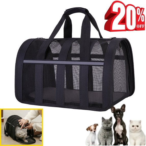 Djiypn Cat, Dog Carrier for Small Medium Cats Puppies up to 15 Lbs, Foldable Soft-Sided Cat Carriers up to 15lbs, Travel Car Cat Carries for Outdoors(12.9x9.84x8.66in)