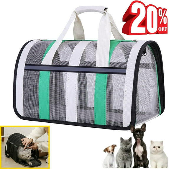 Djiypn Cat, Dog Carrier for Small Medium Cats Puppies up to 15 Lbs, Foldable Soft-Sided Cat Carriers up to 15lbs, Travel Car Cat Carries for Outdoors(15.74x10.62x9.44in)