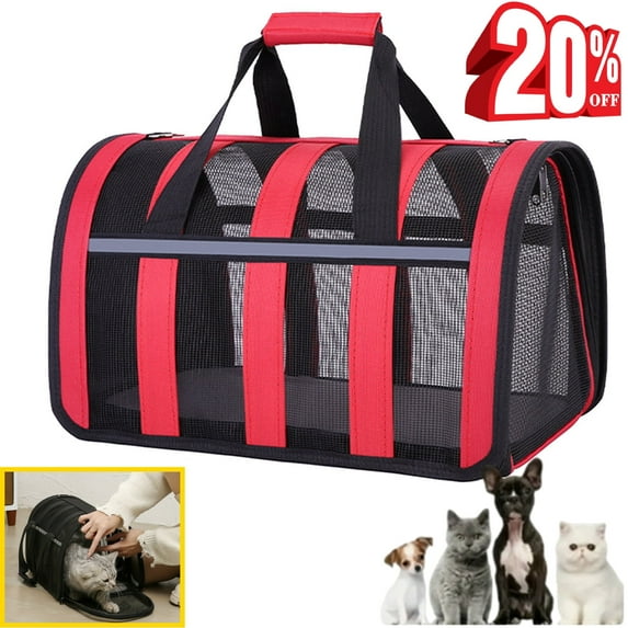Djiypn Cat, Dog Carrier for Small Medium Cats Puppies up to 15 Lbs, Foldable Soft-Sided Cat Carriers up to 15lbs, Travel Car Cat Carries for Outdoors(18.11x11.41x10.23in)