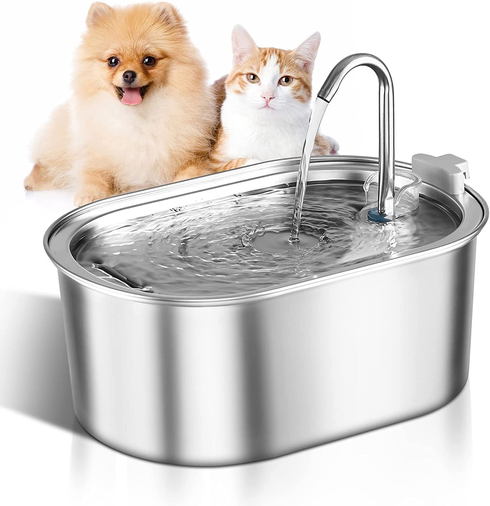 Djiypn Cat Water Fountain, 3.5L/118oz Automatic Stainless Steel Pet Fountain Dog Water Dispenser, Ultra-Quiet Pump and Filters & for Cats, Dogs, Multiple Pets