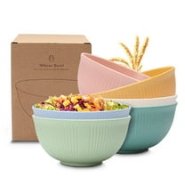 Djiypn Cereal Bowls 6-Whea-t Straw Bowls Set-Microwave And Dishwasher Safe -Reusable Lightweight Bowl For Rice Noodle Soup Snack Fruit,Plastic,Multicolor,482g