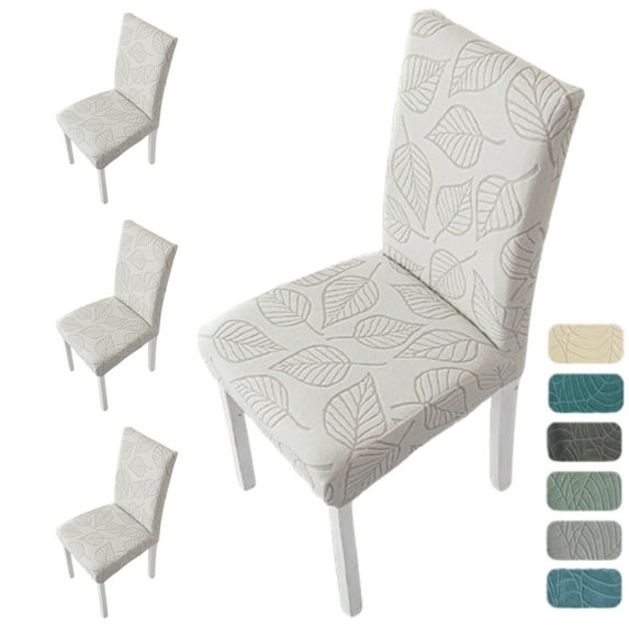 Djiypn Chair Covers for Dining Room Set of 2, Stretch Parson Chair Slipcovers for Kitchen Chairs, Removable Washable Chair Protectors, Leaves-Gray