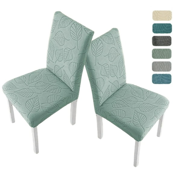 Djiypn Chair Covers for Dining Room Set of 4, Stretch Parson Chair Slipcovers for Kitchen Chairs, Removable Washable Chair Protectors, Leaves-Green