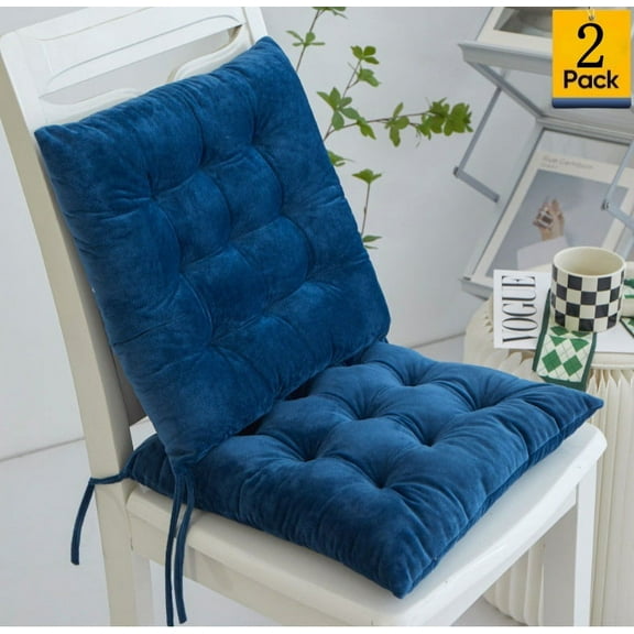 Djiypn Chair Cushions Set of 2, Outdoor/Indoor Chair Pads for Dining Chairs 2 Pack, Soft Seat Cushions for Kitchen, Dining Room, Office, Patio Chairs, 15.5"x15.5"x2.75", Dark Blue