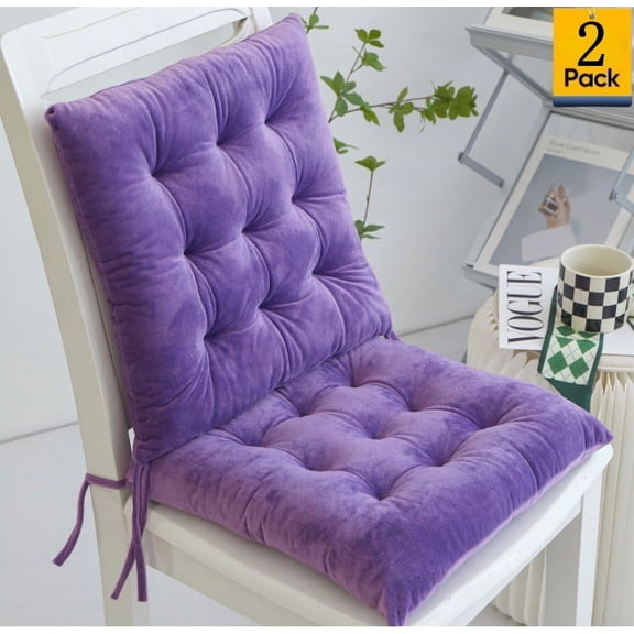 Djiypn Chair Cushions Set of 2, Outdoor/Indoor Chair Pads for Dining Chairs 2 Pack, Soft Seat Cushions for Kitchen, Dining Room, Office, Patio Chairs, 15.5"x15.5"x2.75", Purple