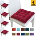 thumbnail image 1 of Djiypn Chair Cushions Set of 4, Outdoor/Indoor Chair Pads for Dining Chairs 4 Pack, Soft Seat Cushions for Kitchen, Dining Room, Office, Patio Chairs, 15.5"x15.5"x2.75", Red, 1 of 7
