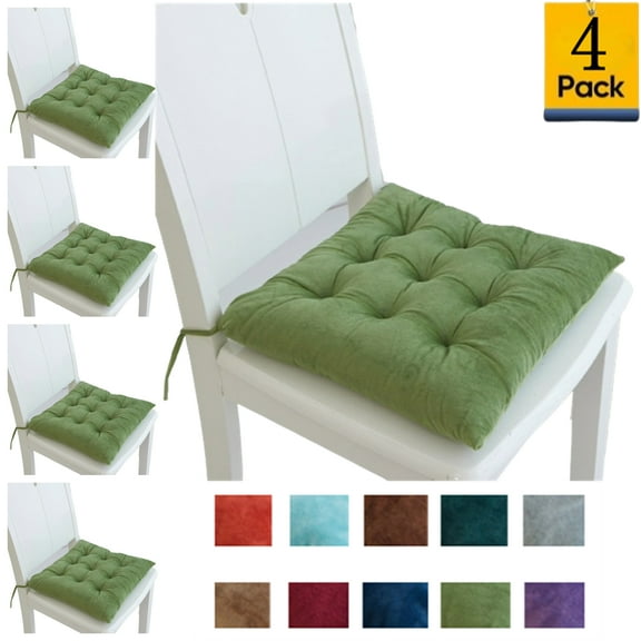 Djiypn Chair Cushions Set of 4, Outdoor/Indoor Chair Pads for Dining Chairs 4 Pack, Soft Seat Cushions for Kitchen, Dining Room, Office, Patio Chairs, 15.5"x15.5"x2.75", Army Green