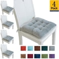 thumbnail image 1 of Djiypn Chair Cushions Set of 4, Outdoor/Indoor Chair Pads for Dining Chairs 4 Pack, Soft Seat Cushions for Kitchen, Dining Room, Office, Patio Chairs, 15.5"x15.5"x2.75", Silver, 1 of 8