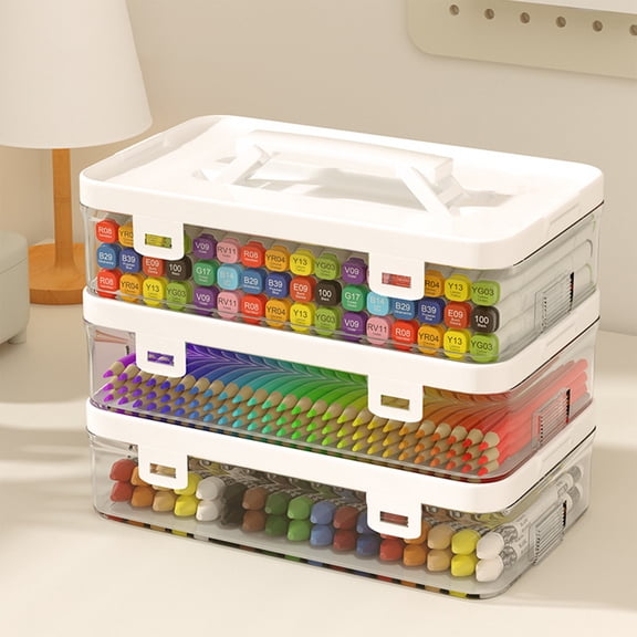 Djiypn Clear Plastic Storage Container with Lid - Versatile Organizer for Crafts, Office Supplies, and Sewing - Stackable Design for Easy Transport - Ideal for Adults and Craft Enthusiasts