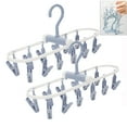 thumbnail image 1 of Djiypn Clothes Drying Racks 2 Pack Small Folding Portable Underwear Hangers with Clips Socks 12 Clips 360° Rotatable Hook for Drying Towels Bras, Socks, Gloves[Blue], 1 of 7