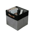 thumbnail image 1 of Djiypn Collapsible Fabric Storage Cube Bins with 2 Reinforced Handles, Foldable Storage Organizer Baskets for Closet, Shelves, Living Room | 12"x12"x12", 1 Pack, Black Gray, 1 of 9