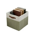 thumbnail image 1 of Djiypn Collapsible Fabric Storage Cube Bins with 2 Reinforced Handles, Foldable Storage Organizer Baskets for Closet, Shelves, Living Room | 12"x12"x12", 1 Pack, Green, 1 of 9