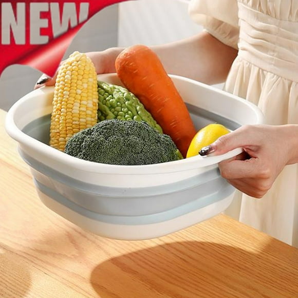 Djiypn Collapsible Wash Basin, Portable Washing Basin, Foldable Dish Tub Square, Space Saving Plastic Washtub for Dishing, Fruit, Camping, Laundry, Hiking & Home (Blue)