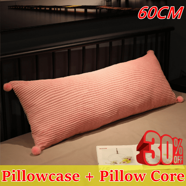 Djiypn Cooling Shredded Body Pillow - Bed Pillows for Adults - Zipper Closure Bed Pillows for Sleeping with Washable Cover - 23.7x11.8 inch, Pink