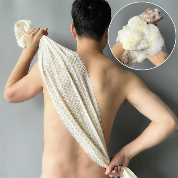 Djiypn Corn Fiber High Toughness Shower Towel, 39.3 Inch for Back Scrubbing and Exfoliating, Natural Material for Bath and Spa Gift