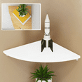 thumbnail image 1 of Djiypn Corner Floating Shelves, 8.69" Rustic Wood Corner Floating Shelves, Wall Mount Storage for Bathroom Kitchen Living Room, White, 1 of 8