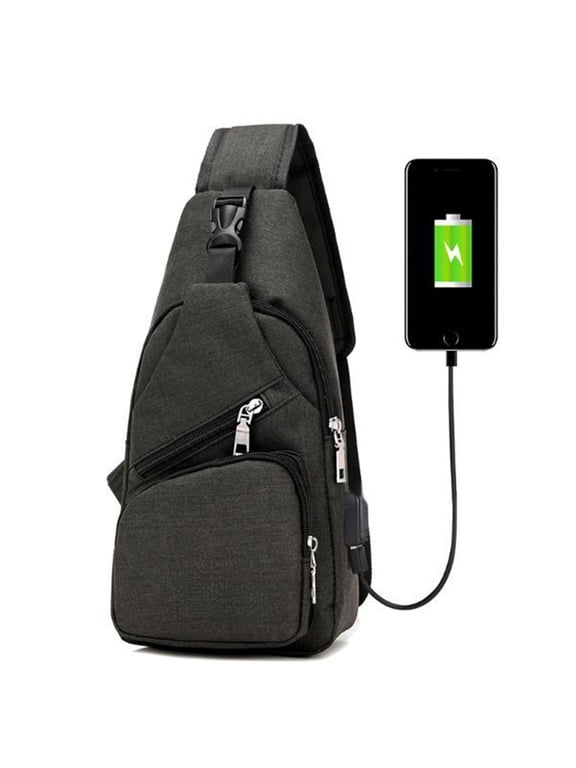 Crossbody Bags for Women Men Trendy Sling Bag Bakpack Casual Chest Bag with Adjustable Strap for Outdoors Hiking Traveling - Black
