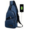 thumbnail image 1 of Djiypn Crossbody Sling Bag Men Women, Casual Shoulder Backpack, Chest Daypack Satchel for Hiking Travel Camping Outdoor, Dark Blue, 1 of 7