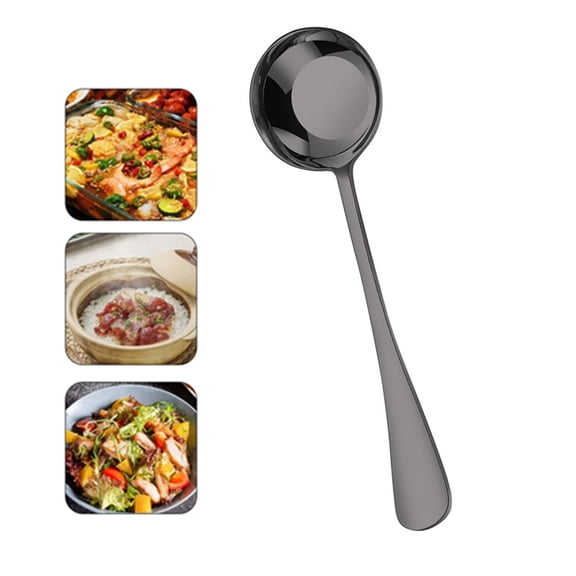 Djiypn Dinner Spoons Set, Stainless Steel Large Tablespoons, Metal Cutlery Spoon, Soup Spoon, Spoons Silverware for Home, Kitchen, Restaurant, Dishwasher Safe 7.36Inch, Black