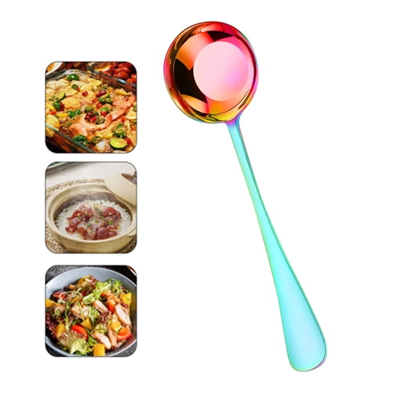 Djiypn Dinner Spoons Set, Stainless Steel Large Tablespoons, Metal Cutlery Spoon, Soup Spoon, Spoons Silverware for Home, Kitchen, Restaurant, Dishwasher Safe 7.36Inch, Multicolor