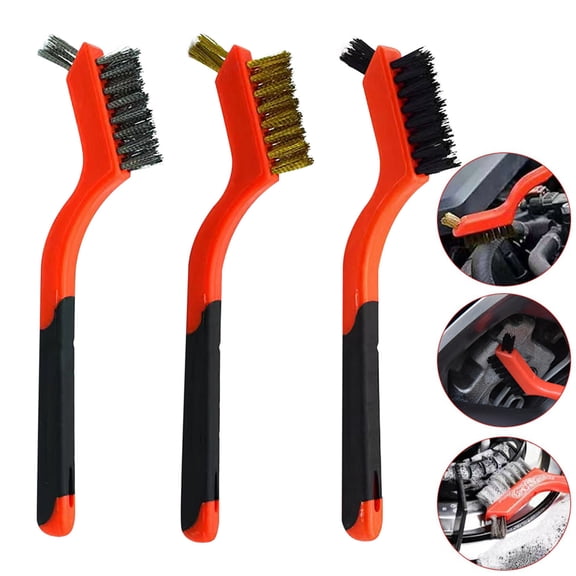 Djiypn Double-Headed Cooktop Brush Set with Copper and Steel Bristles - Effective for Stove and Rust Removal by Kitchen Cleaners